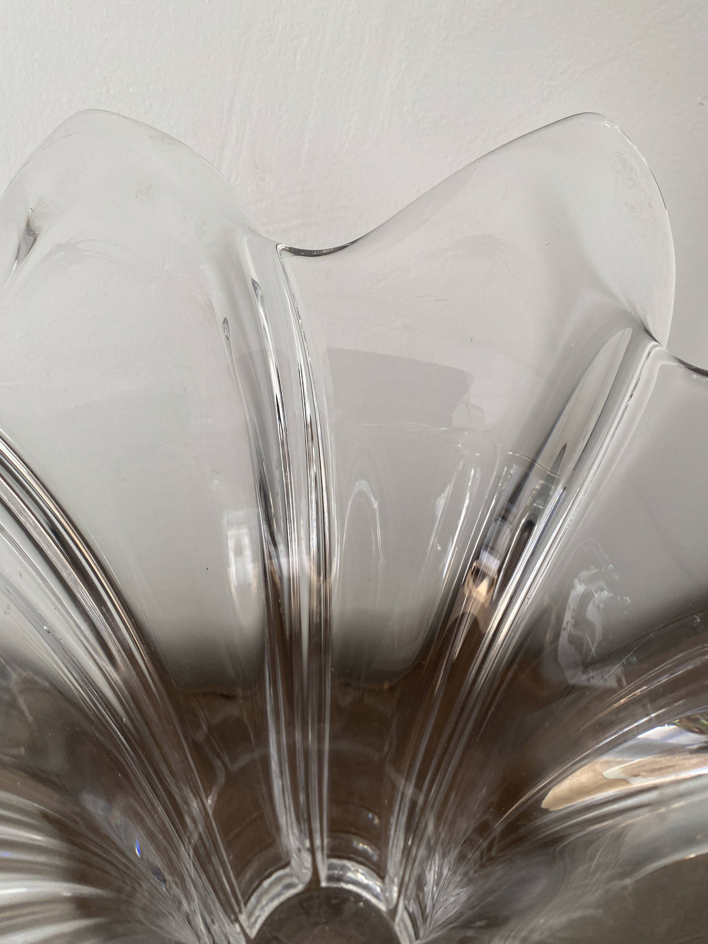 Vintage art deco crystal vase flared corolla flower shape