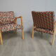 Vintage wood armchairs and fabrics 70s