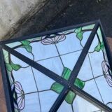 Abat-Jour Plafonnier Carré Type Tiffany – Vitraux Floraux style Art Nouveau