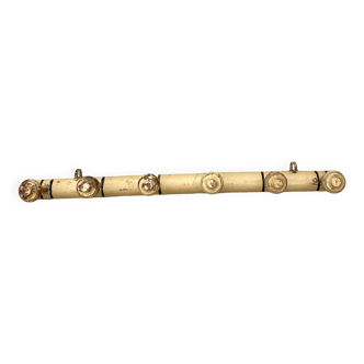 Antique wooden wall coat rack with 6 hooks, 1900