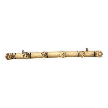 Antique wooden wall coat rack with 6 hooks, 1900