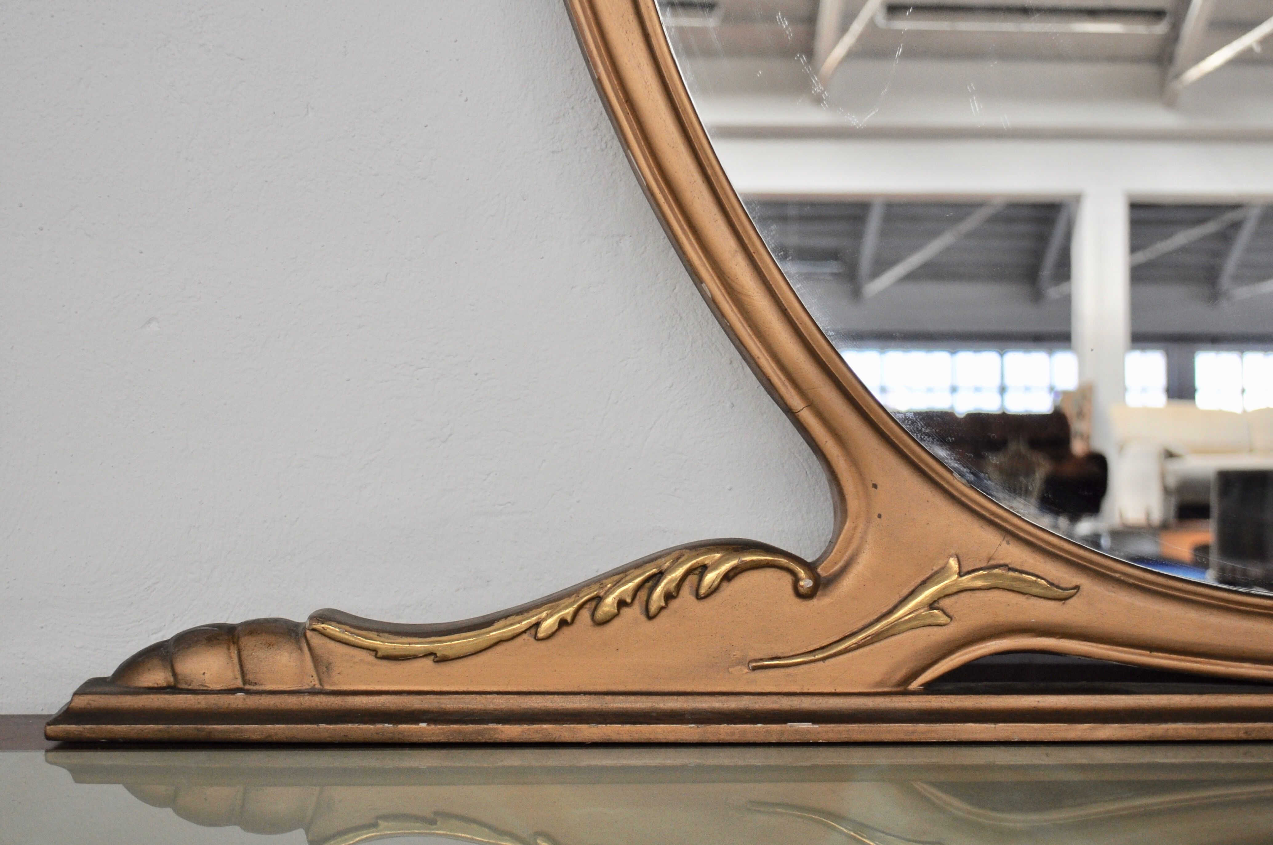 Mahogany, Pearwood, Brass & Marbled Back-Lacquered Glass Top Sideboard with Mirror from F.lli Rigamo