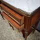 Pair of mahogany bedside tables, marble top, Louis XVI style