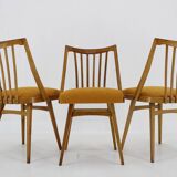 1960s Antonin Suman Oak Chair, Set of Three