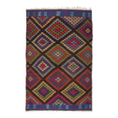 Kilim Oushak vintage rose and blue geometric 282 x 168 cm