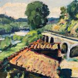 Village landscape signed Faucher