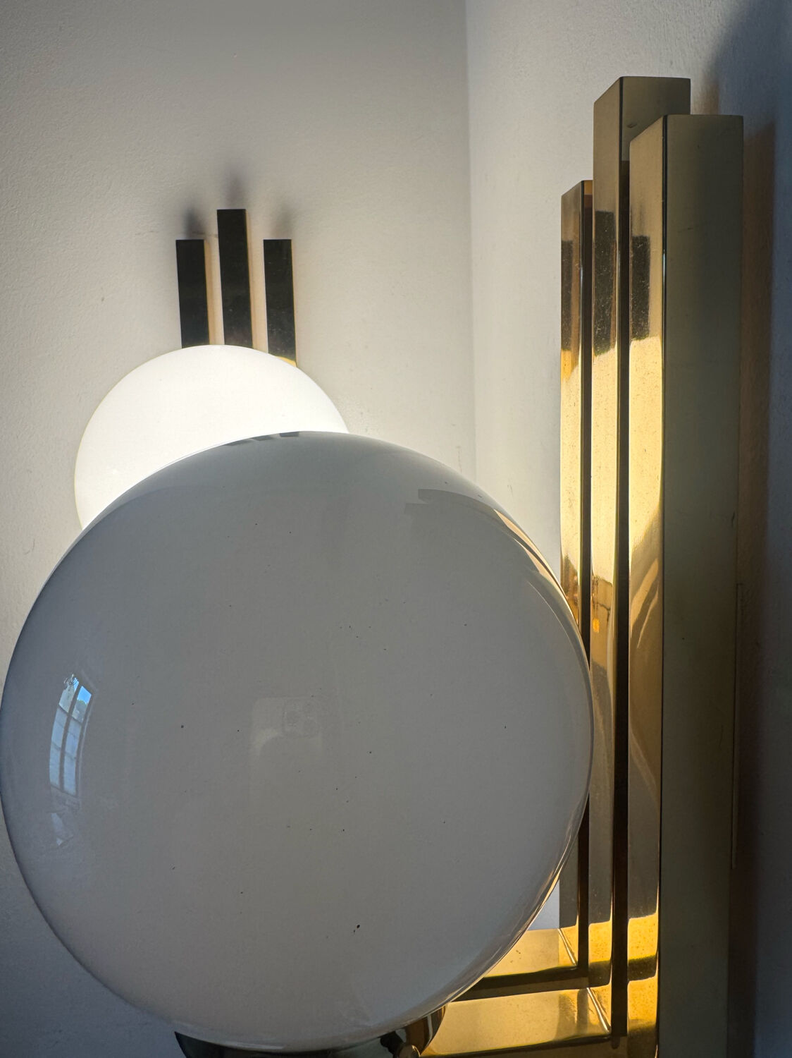 Opaline brass wall lights from the 1970s.
