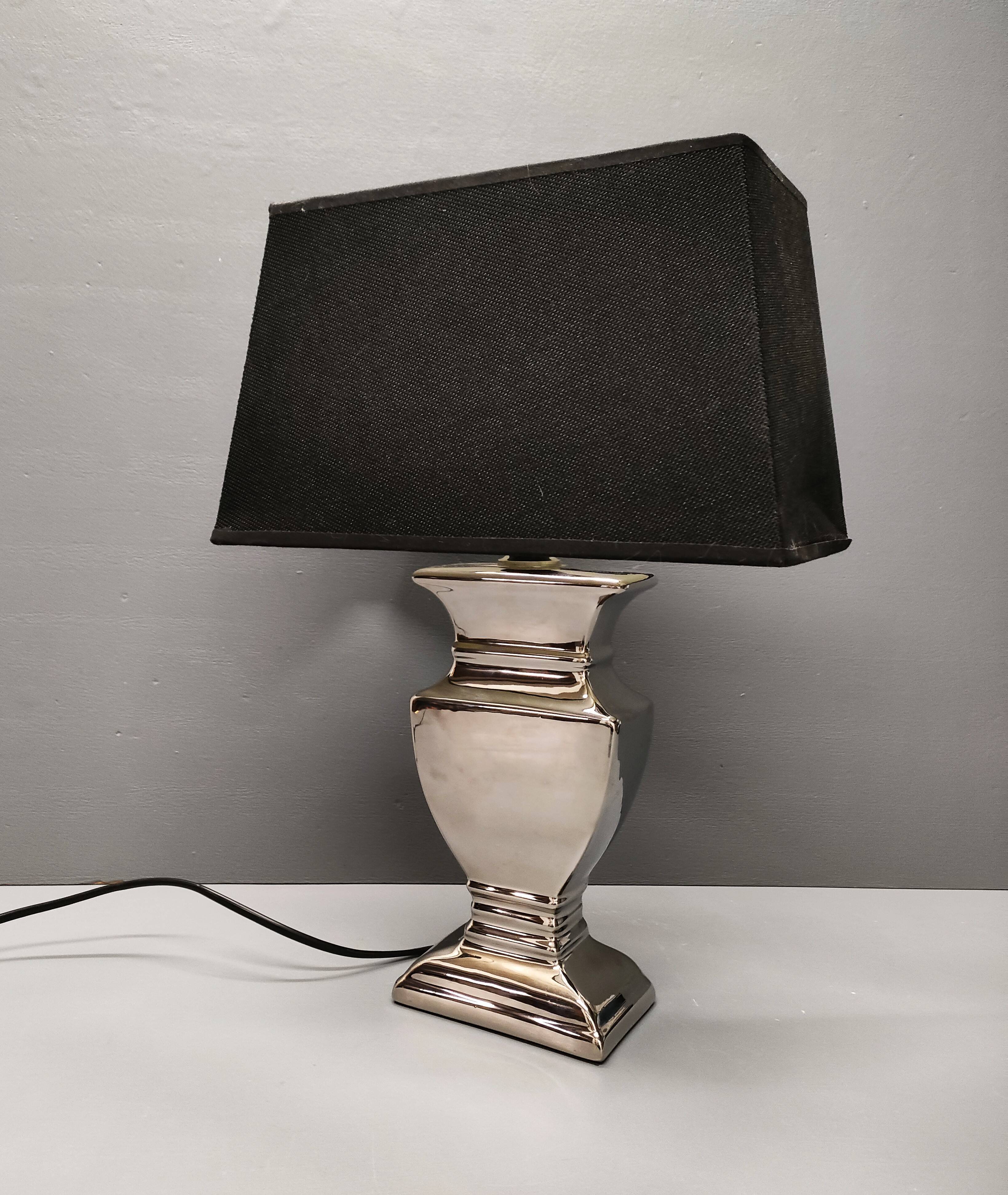 Druline ~ contemporary living room lamp ceramic silver black shade