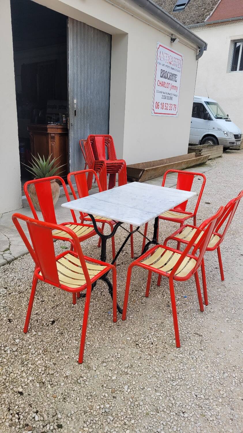 Marble and antique cast iron bistro table
