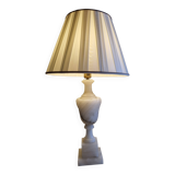 Onyx lamp and pleated lampshade