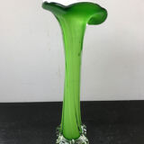 Vase soliflore multicouche vert intérieur blanc vintage