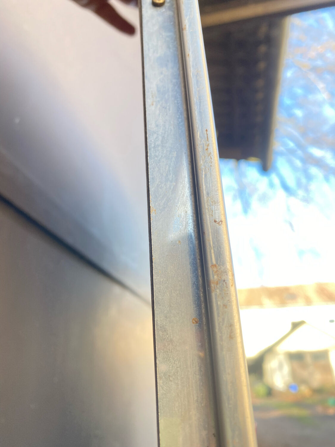 Smoked glass triptych mirror