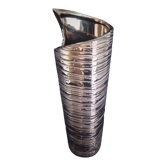 Cubist vase in gilded and ridged ceramic