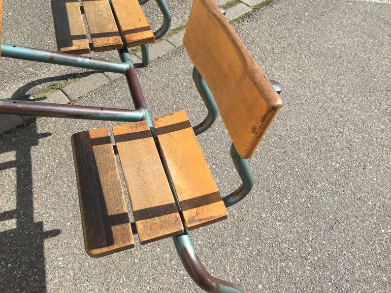School desk vintage bench