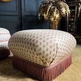 Napoleon III Style Armchair and Pouf with Pink Bow Decor