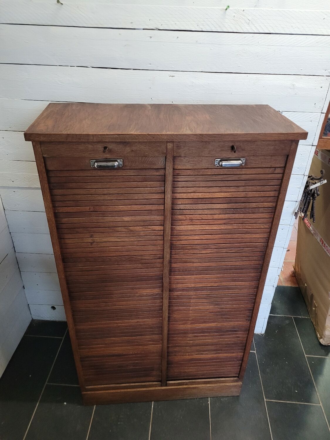 Double oak curtain file cabinet