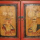 Mid century Chinese painted cabinet with 2 doors and 2 drawers