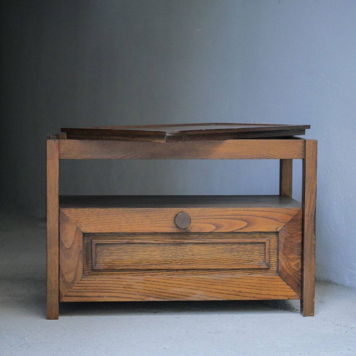 Low wooden cabinet with tray, 1965