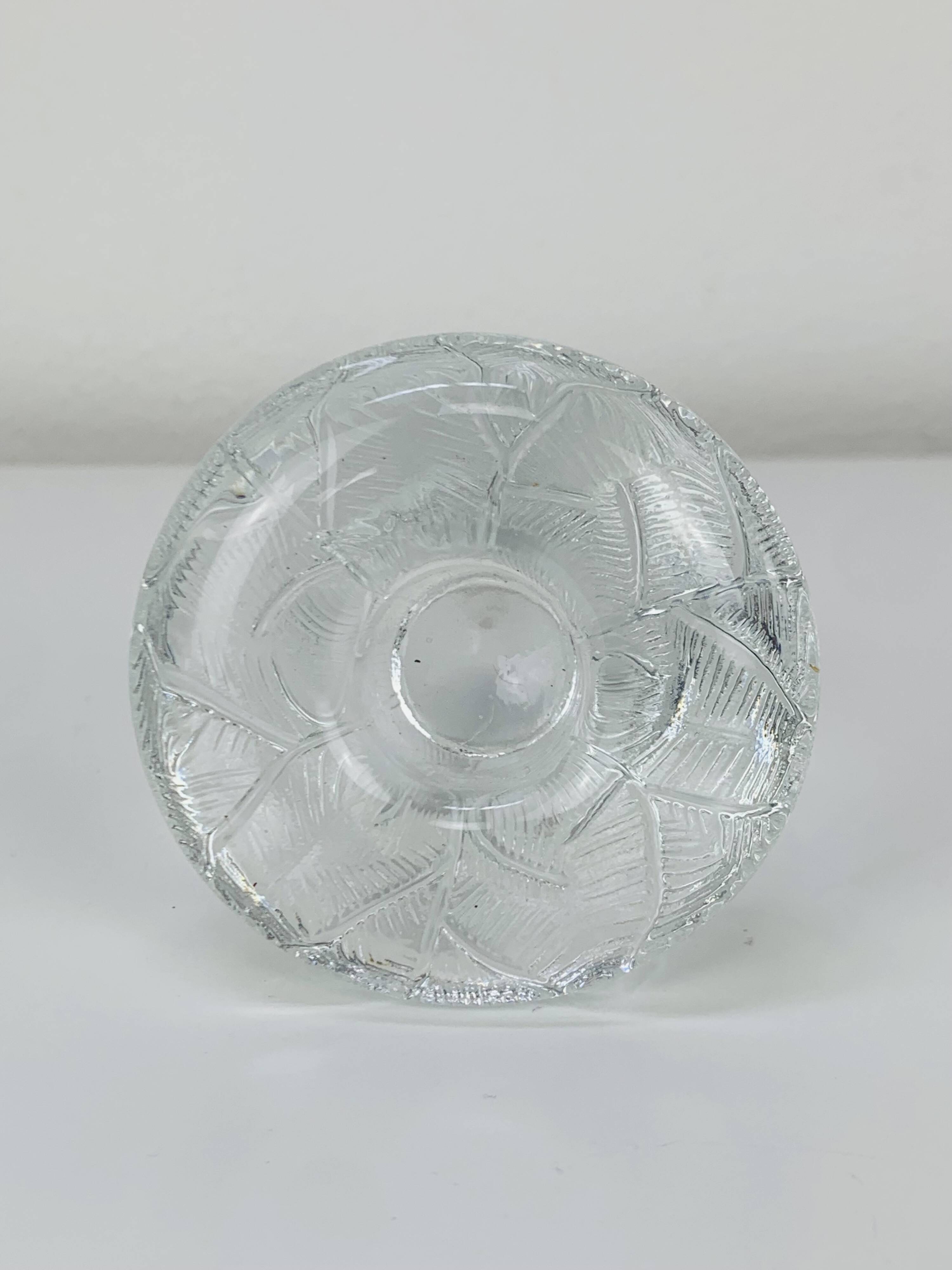 5 bougeoirs "feuilles" en verre vintage