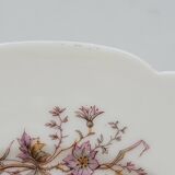 Superb Plate Dish on Pedestal 19th Century White Porcelain Bird Decor