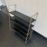Vintage 1960 String wall shelf black and gold - 60 x 48 cm