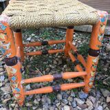 wooden stools and rush rope