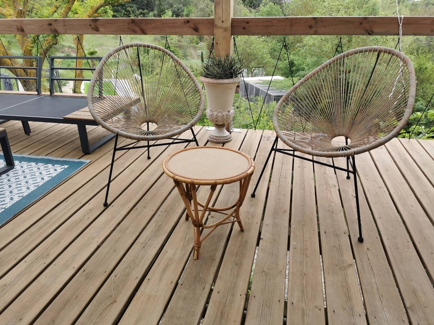 Vintage bamboo and rattan coffee table
