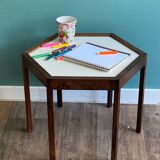 Scandinavian hexagonal side table stamped "Made in Denmark" 60s