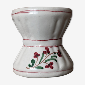 Coquetier diabolo old sarreguemines earthenware decorated with flowers painted by hand