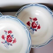 4 vintage Digoin Sarreguemines Nina Rosa porcelain soup plates 2008158