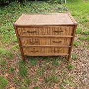 Vintage woven wicker rattan bamboo chest of drawers design 50-60-70