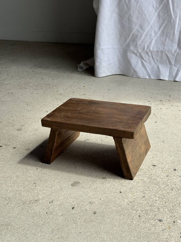 Petit stool, tabouret d'appoint en teck ancien, repose-pied indonésien H15