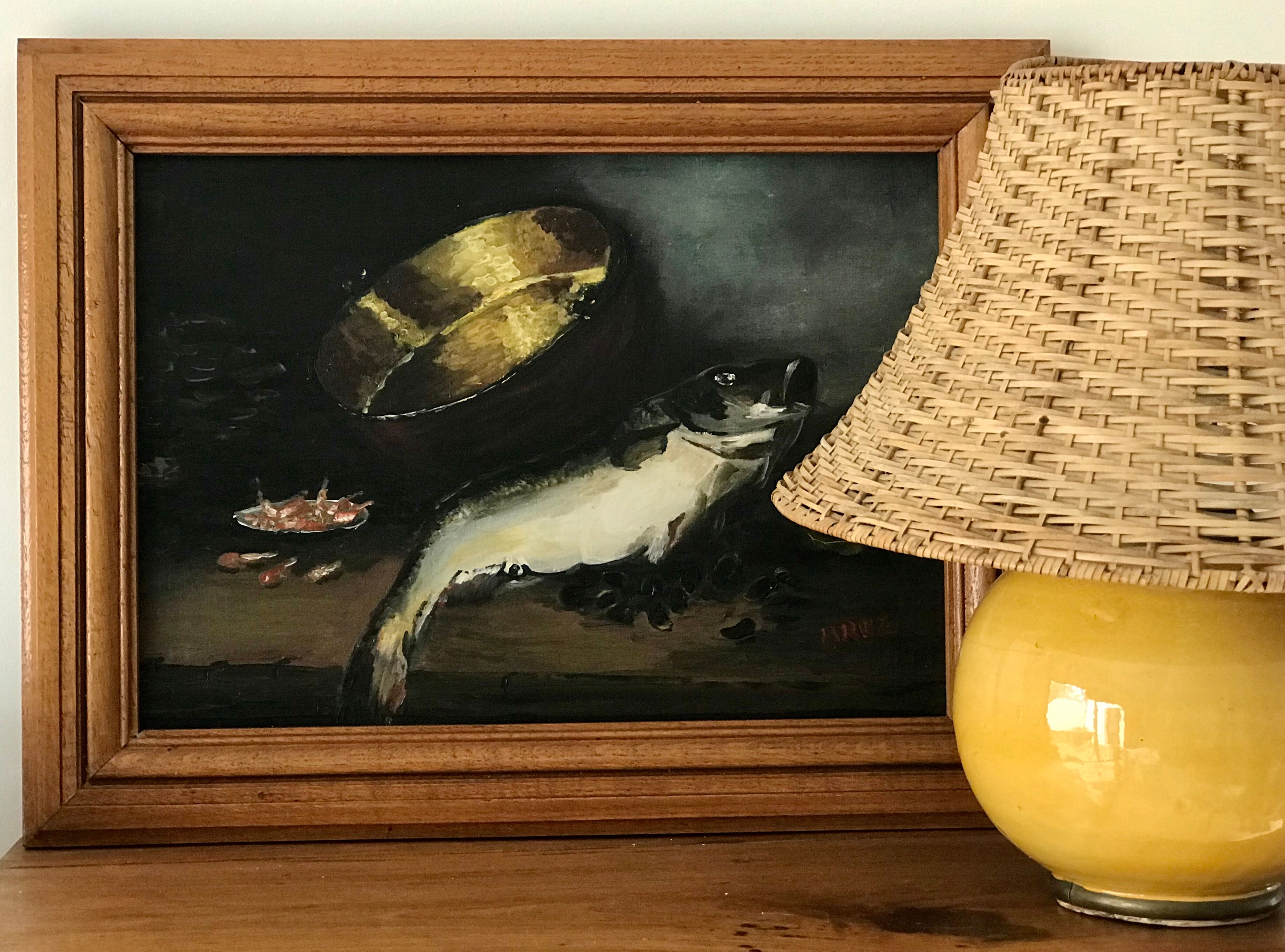 Ancient ceramic and brass lamp foot