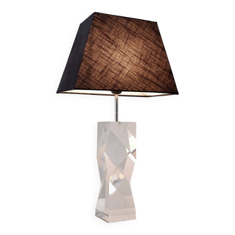 Sculptural table lamp in clear solid lucite - Circa 1980
