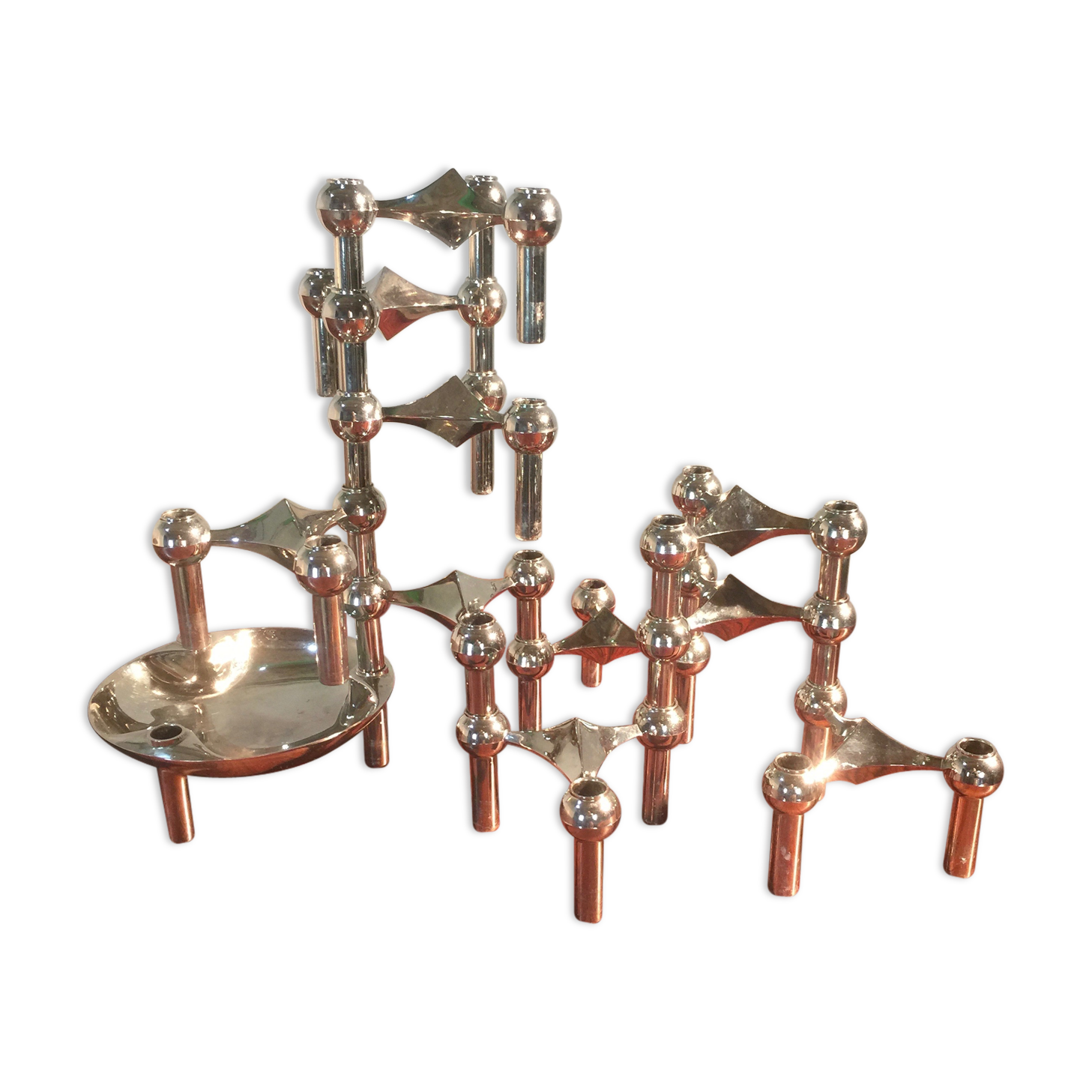 Set of 10 candlesticks and 1 Nagel cup