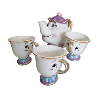 Service à thé Disney , Mrs Potts , et tasses Chip , La Belle et le Bête