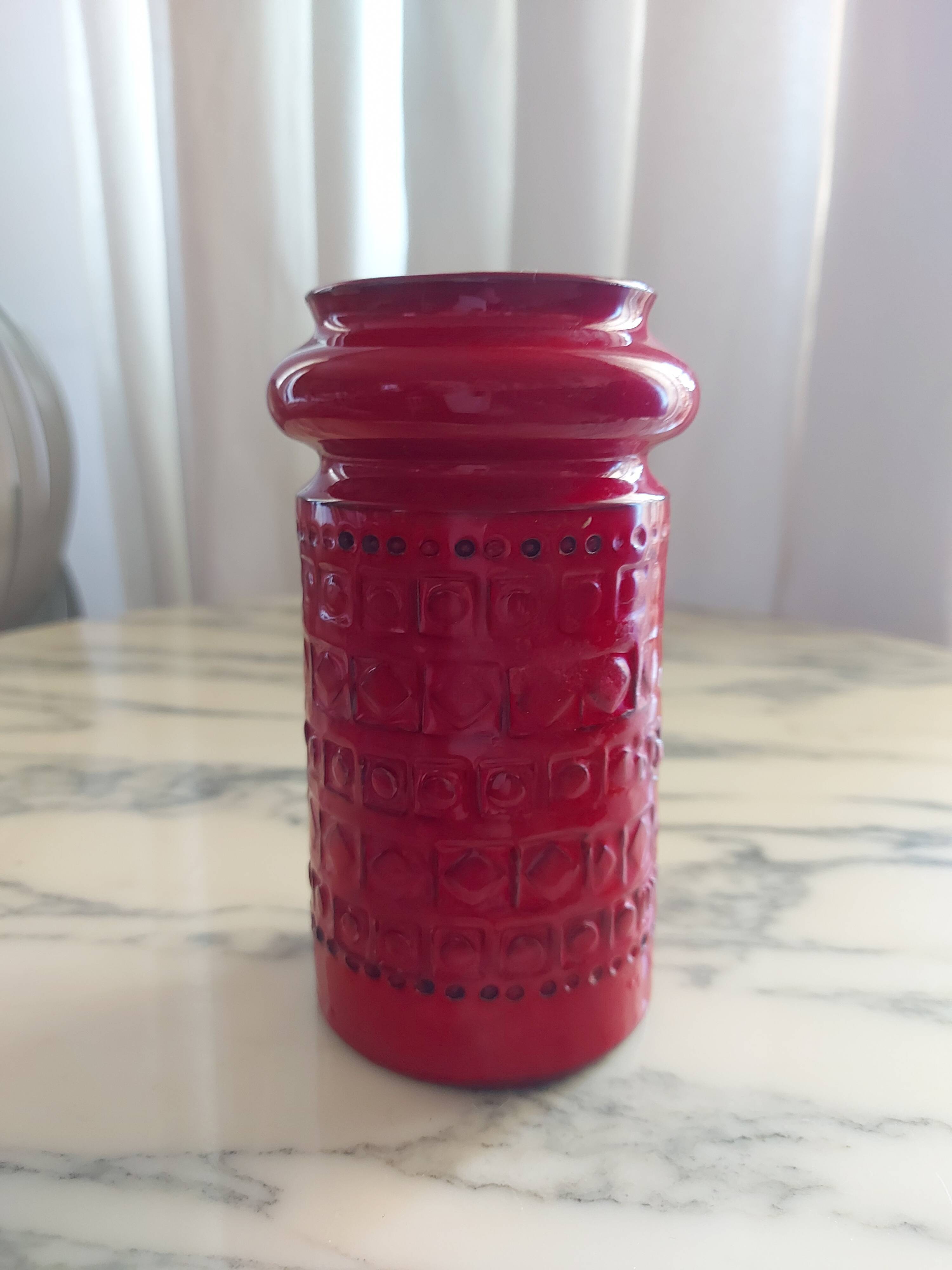 Red ceramic vase Aldo Londi , Bitossi , Italy