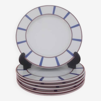 6 assiettes desset basque bleu et rouge