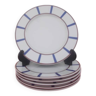 6 blue and red Basque dessert plates