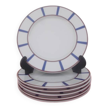 6 assiettes desset basque bleu et rouge