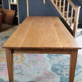 Solid oak farmhouse table, gilded and patinated, two drawers, 260 x 100 cm