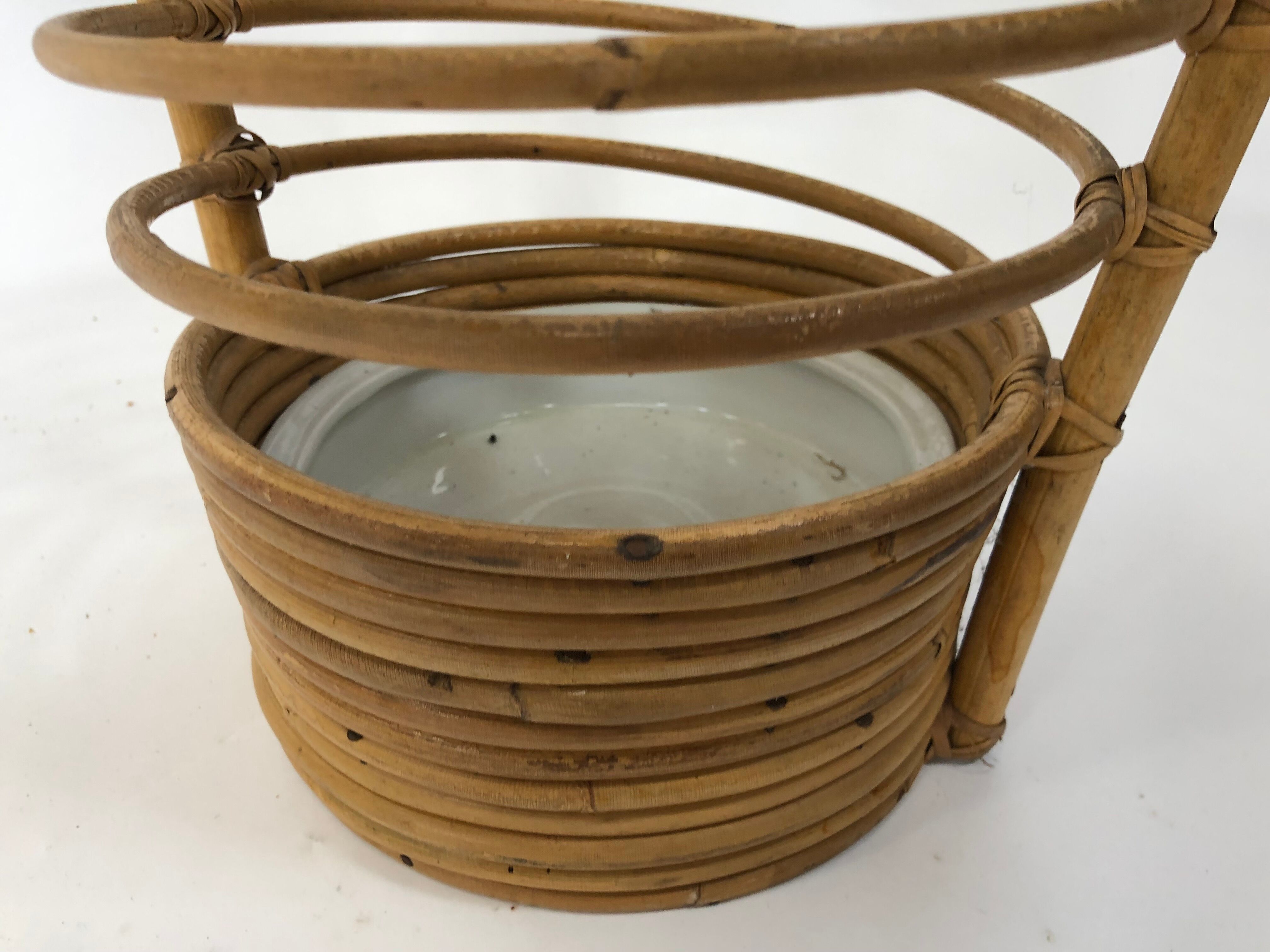 Umbrella holder in ratan, France, 1970 Selency