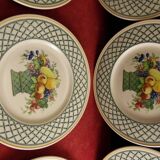 Service of 6 dessert plates in Villeroy porcelain and Boch model Basket