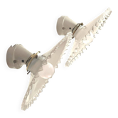 Pair of Art Deco wall sconces in scalloped opaline glass and porcelain