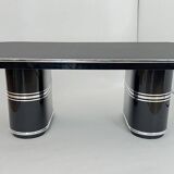 New York Desk in Black Lacquered Metal & Linoleum from Mauser, Germany, 1950