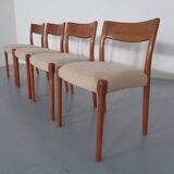 Danish Solid Teak Dining Chairs, 1960s, Set of 4