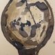 Signed watercolor and ink painting Wabi Sabi Sahara Vase