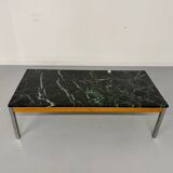 Vintage 1960s Italian design green marble and metal coffee table.