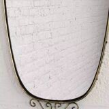 Rearview mirror and free form from the 50s - 60s on a brass frame