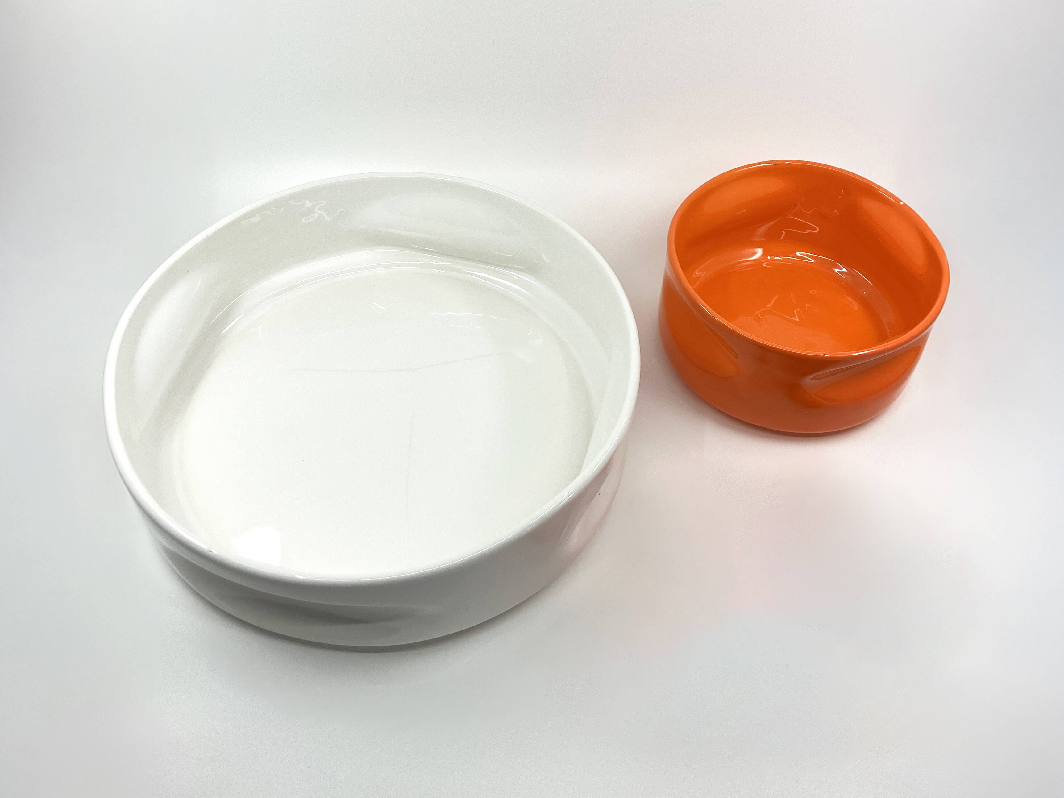 2 Form ceramic dishes • Design B. Devaux • Space Age • 1969